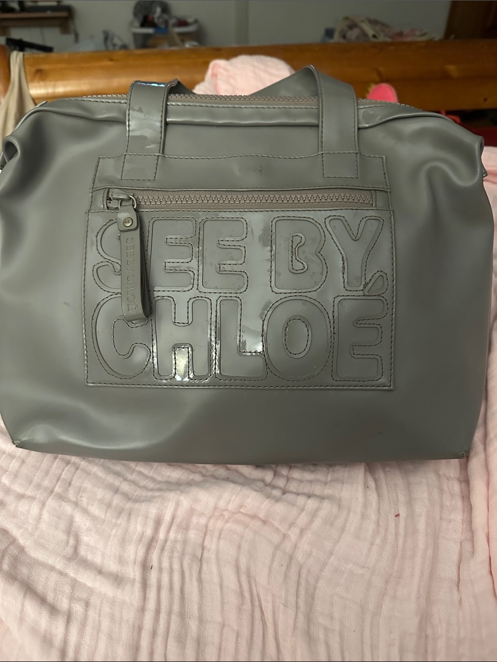 See By Chloe Gray Logo Tote Bag